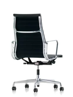 Aluminium Chair EA 119 kontorstol, sort læder fra Vitra