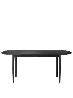 C63E Bjørk Spisebord inkl. 2 Tillægsplader, sortmalet eg fra FDB Møbler