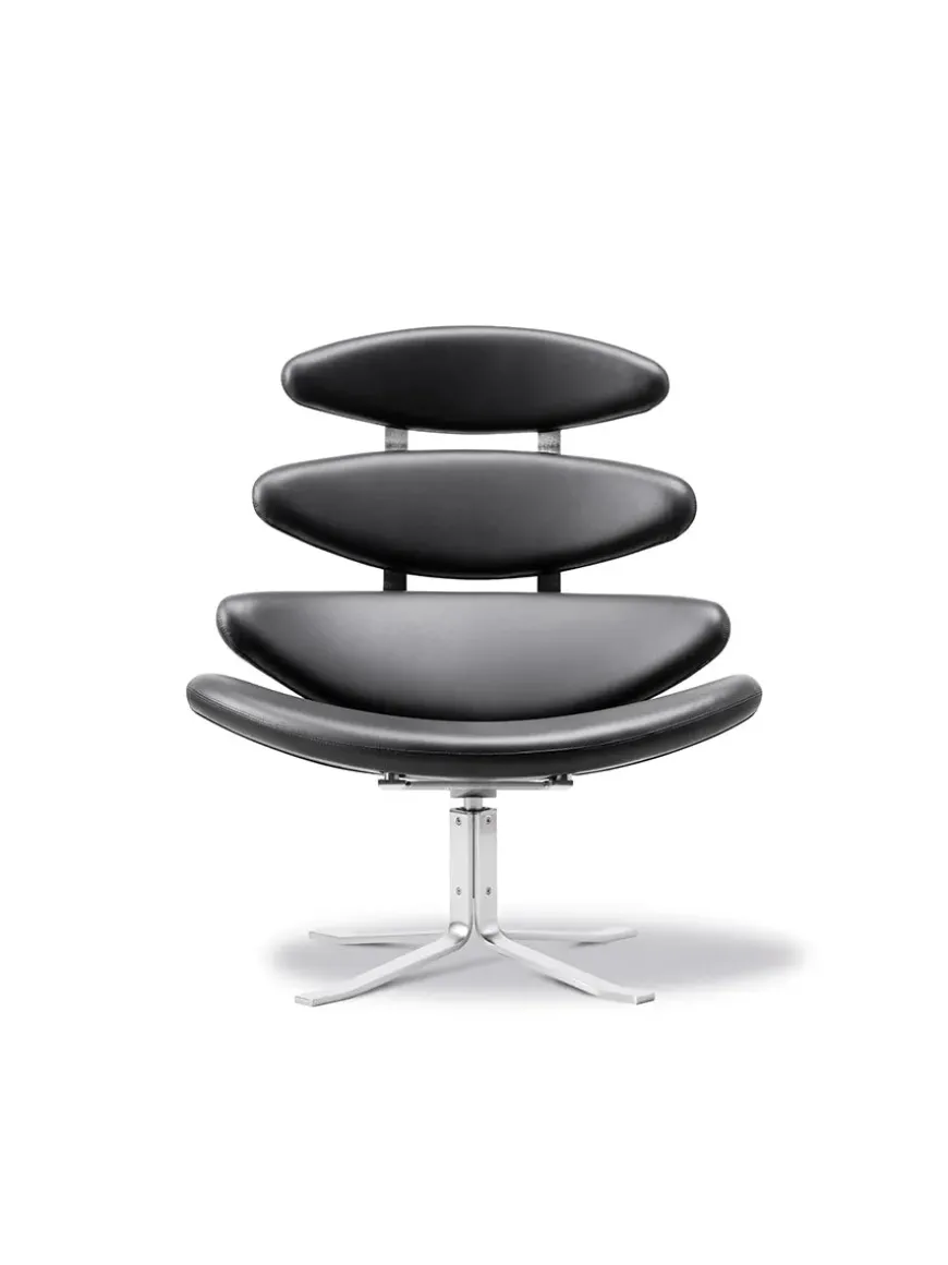 Corona Stol, sort omni 301 læder fra Erik Jørgensen