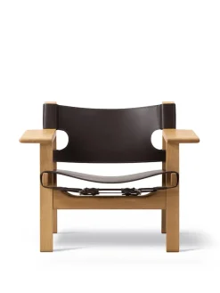 Den Spanske Stol i cognac læder, eg lys olie af Børge Mogensen