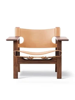 Den Spanske Stol i cognac læder, eg lys olie af Børge Mogensen