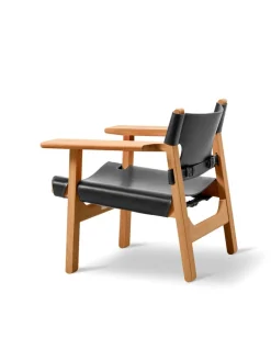 Den Spanske Stol i cognac læder, eg lys olie af Børge Mogensen