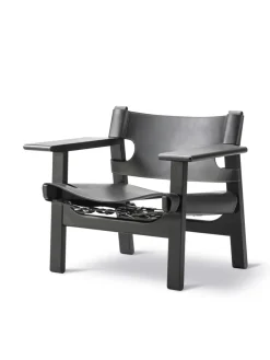 Den Spanske Stol i cognac læder, eg lys olie af Børge Mogensen