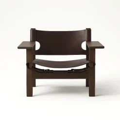 Den Spanske Stol i mørkebrun læder, Røget eg olie af Børge Mogensen