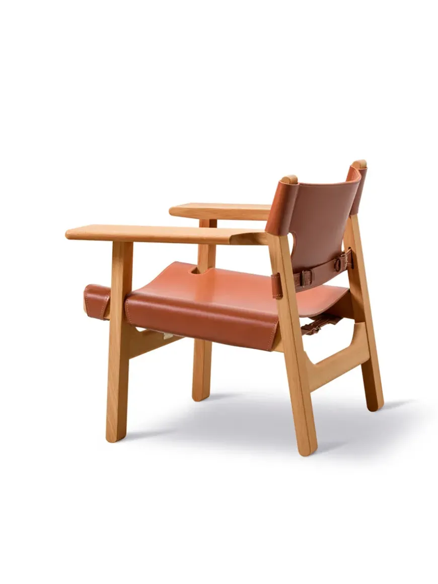 Den Spanske Stol i mørkebrun læder, Røget eg olie af Børge Mogensen