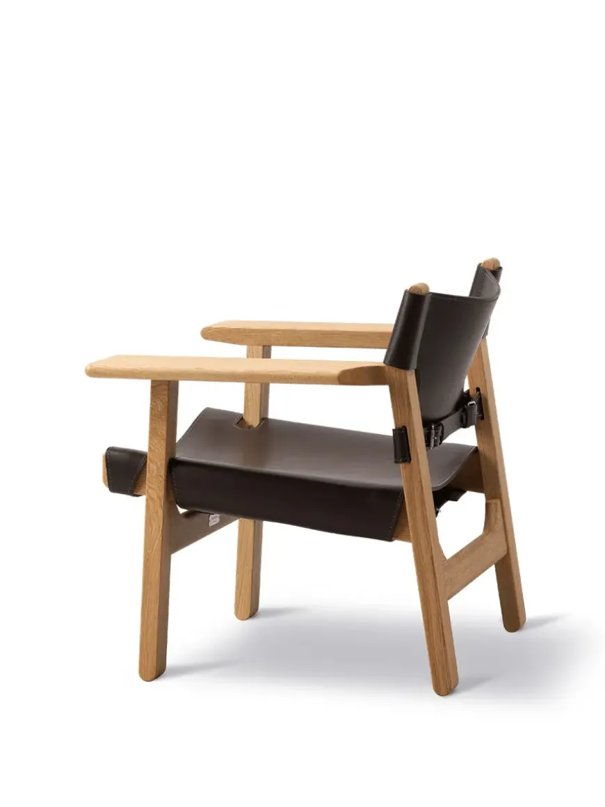 Den Spanske Stol i mørkebrun læder, Røget eg olie af Børge Mogensen