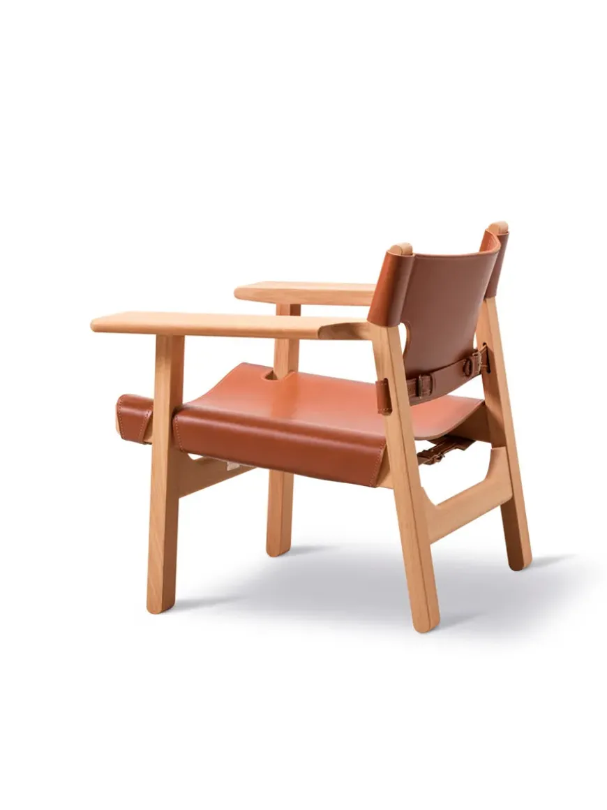 Den Spanske Stol i mørkebrun læder, Røget eg olie af Børge Mogensen