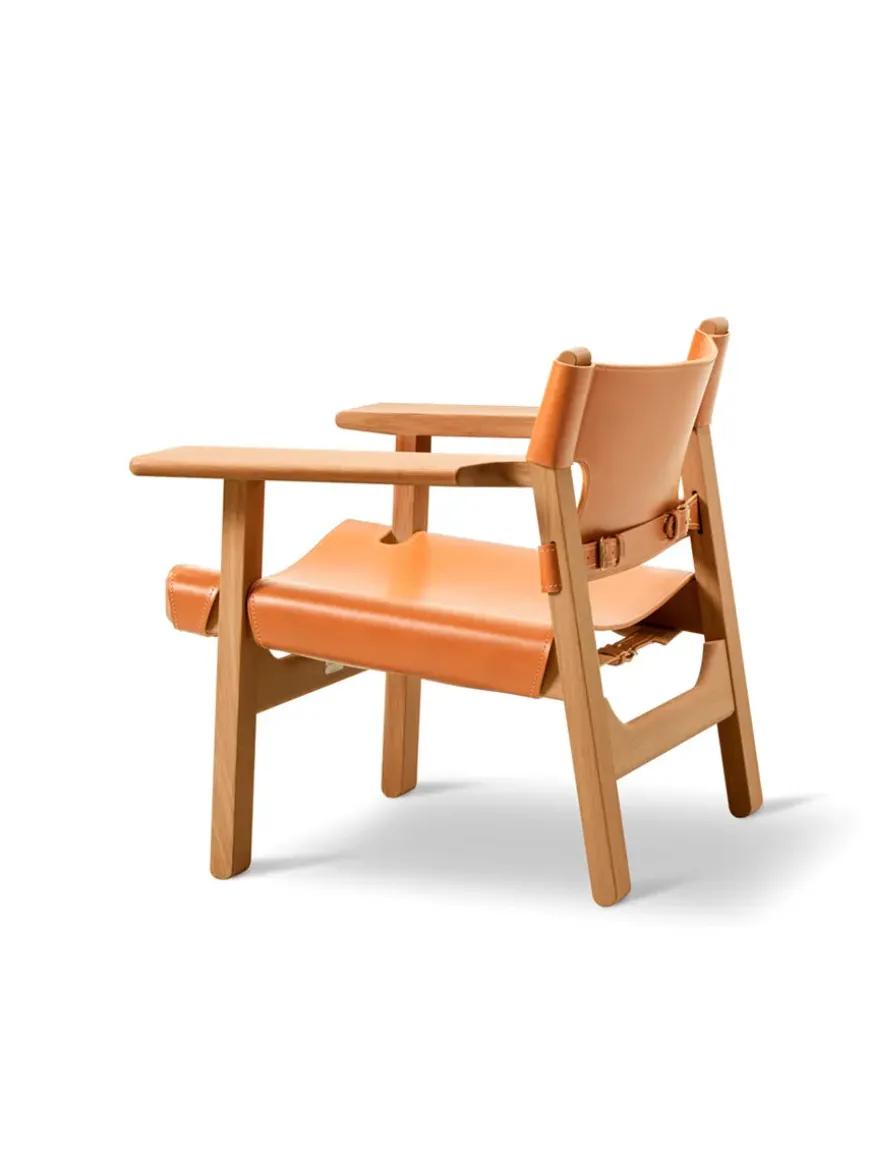 Den Spanske Stol i mørkebrun læder, Røget eg olie af Børge Mogensen