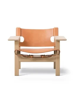 Den Spanske Stol i mørkebrun læder, Røget eg olie af Børge Mogensen