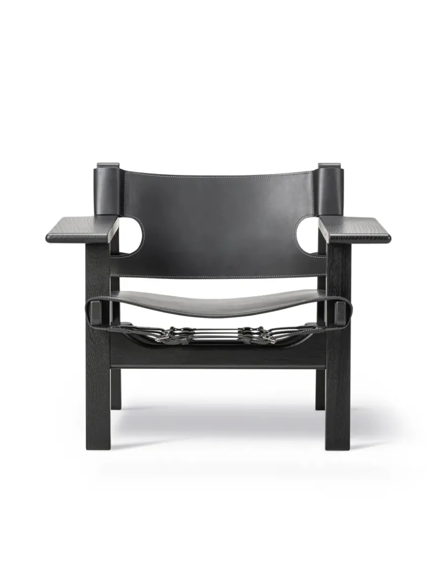 Den Spanske Stol i mørkebrun læder, Røget eg olie af Børge Mogensen