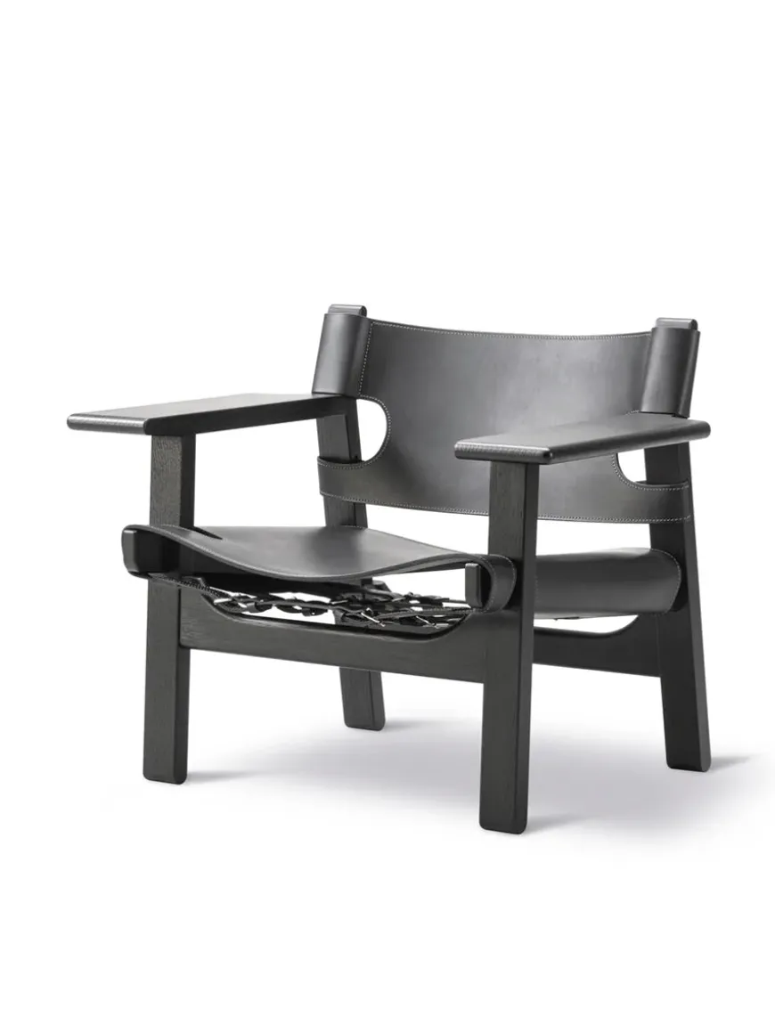 Den Spanske Stol i mørkebrun læder, Røget eg olie af Børge Mogensen