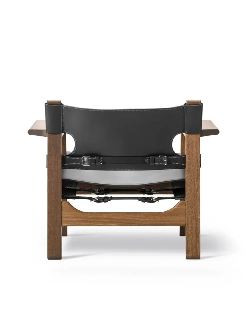 Den Spanske Stol i mørkebrun læder, Røget eg olie af Børge Mogensen