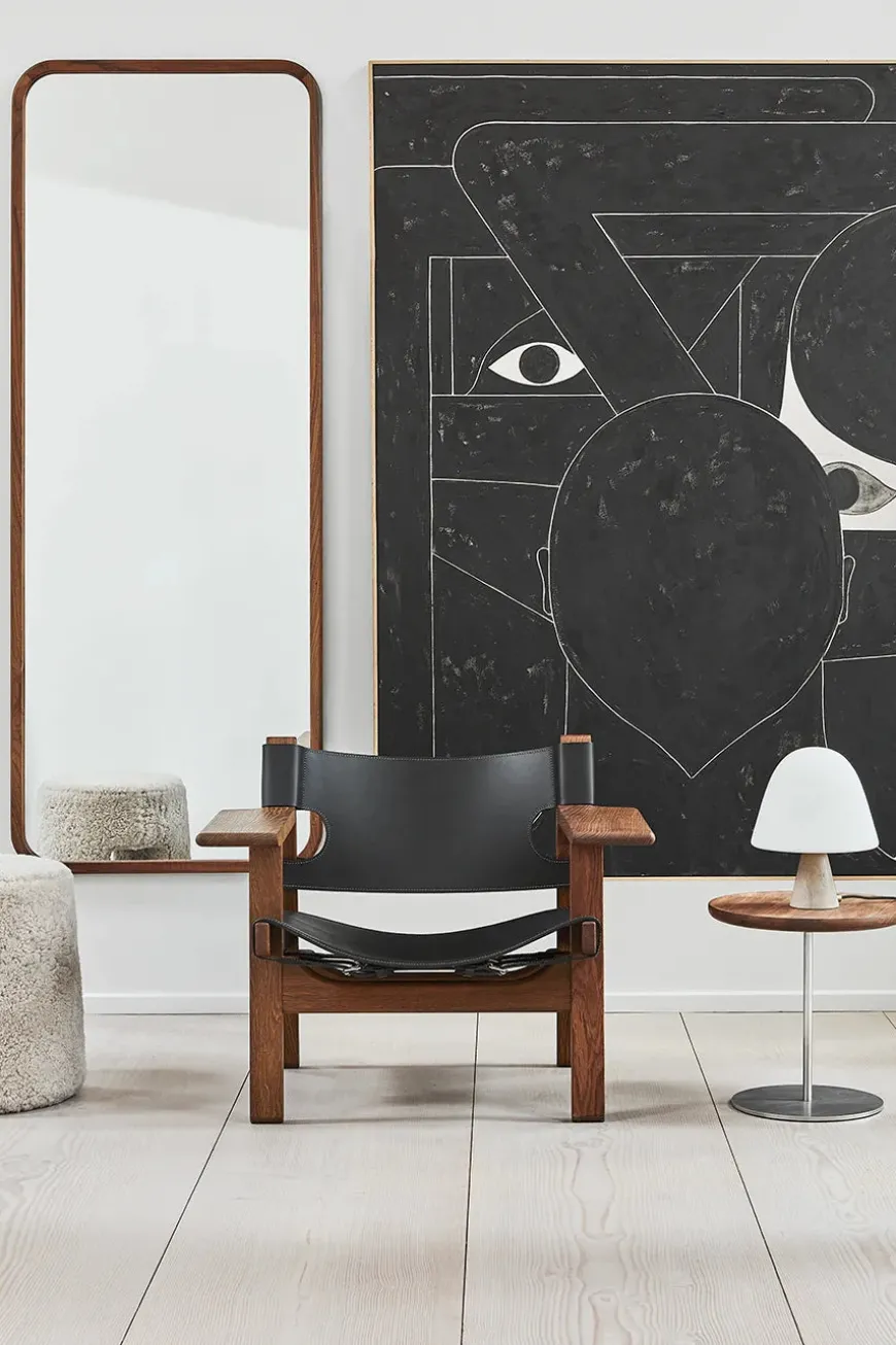 Den Spanske Stol i mørkebrun læder, Røget eg olie af Børge Mogensen