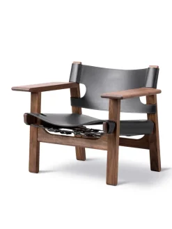 Den Spanske Stol i mørkebrun læder, Røget eg olie af Børge Mogensen