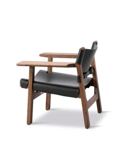 Den Spanske Stol i mørkebrun læder, Røget eg olie af Børge Mogensen