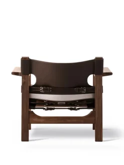 Den Spanske Stol i naturfarvet læder, valnød olie af Børge Mogensen