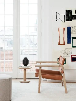 Den Spanske Stol i naturfarvet læder, eg olie af Børge Mogensen