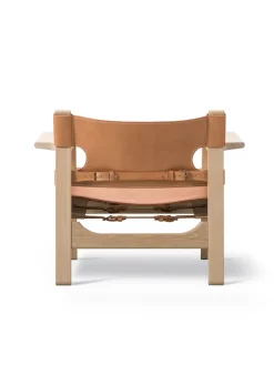 Den Spanske Stol i naturfarvet læder, eg sæbe af Børge Mogensen