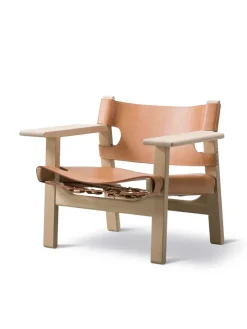 Den Spanske Stol i sort læder, eg sæbe af Børge Mogensen