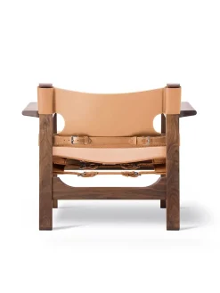 Den Spanske Stol i sort læder, eg sæbe af Børge Mogensen