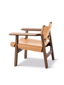 Den Spanske Stol i sort læder, eg sæbe af Børge Mogensen