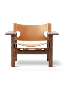 Den Spanske Stol i sort læder, røget eg olie af Børge Mogensen