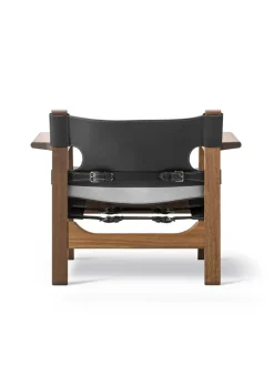 Den Spanske Stol i sort læder, røget eg olie af Børge Mogensen