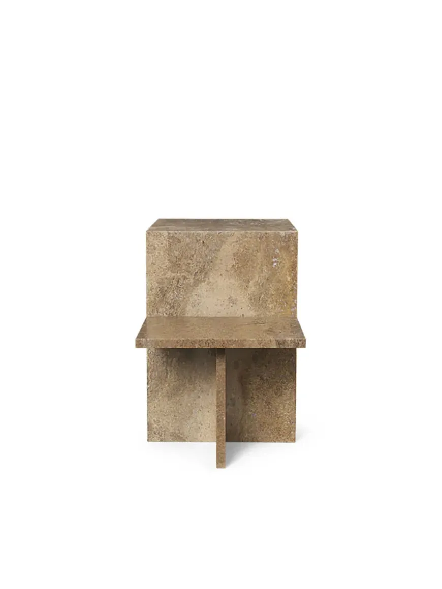 Distinct Side Table, Dark Brown Travertine fra Ferm Living