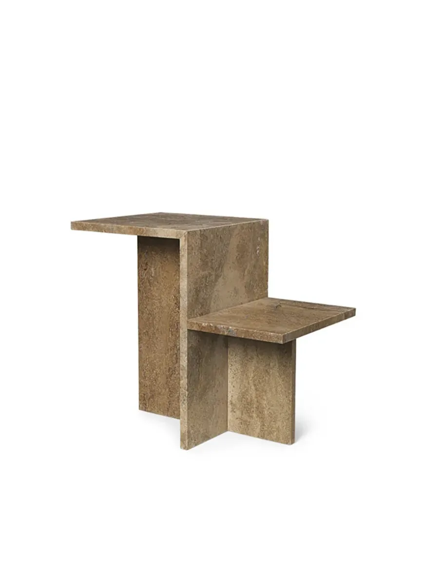 Distinct Side Table, Dark Brown Travertine fra Ferm Living