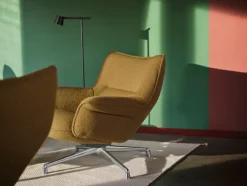 Doze Lounge Chair, Low Back, Ocean 80/tekstil, Tube base fra Muuto