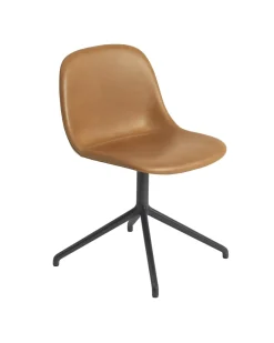 Fiber Side Chair, læder, Swivel Base fra Muuto