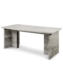Fjer Sofabord 110 cm, travertin silver fra Wabi Sabi Nordic