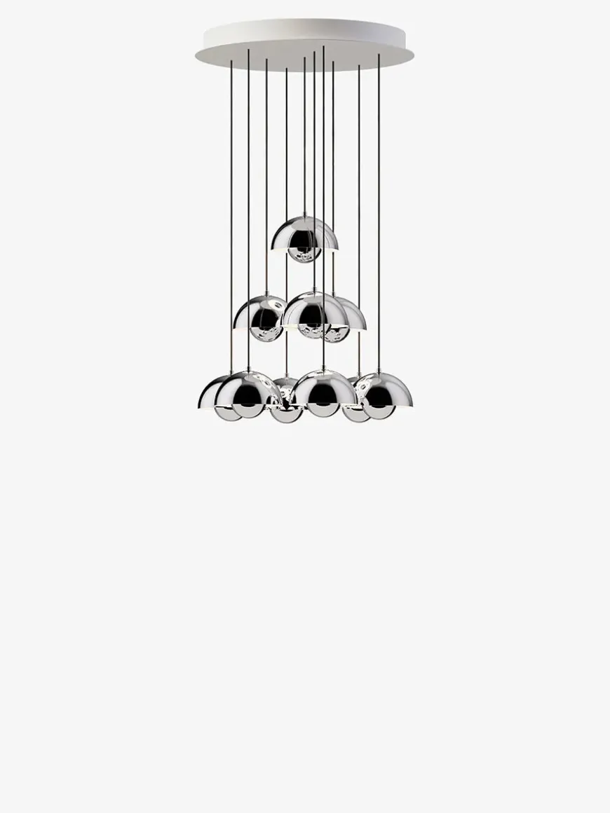 Flowerpot Chandelier VP10, 10 pendants reversed fra &Tradition