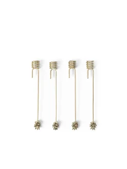 Forest Christmas Tree Candle Holders, sæt á 4 stk., brass fra Ferm Living