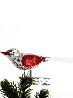 Fugl m. Klemme 10 cm, sølvfarvet/grøn fra Brink Nordic