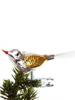 Fugl m. Klemme 10 cm, sølvfarvet/pink fra Brink Nordic