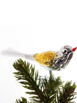 Fugl m. Klemme 10 cm, sølvfarvet/pink fra Brink Nordic