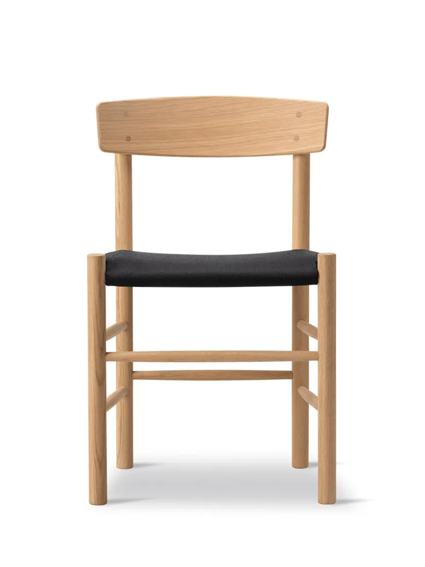 J39 Folkestolen Sædepolstret, Cognac Læder af Børge Mogensen