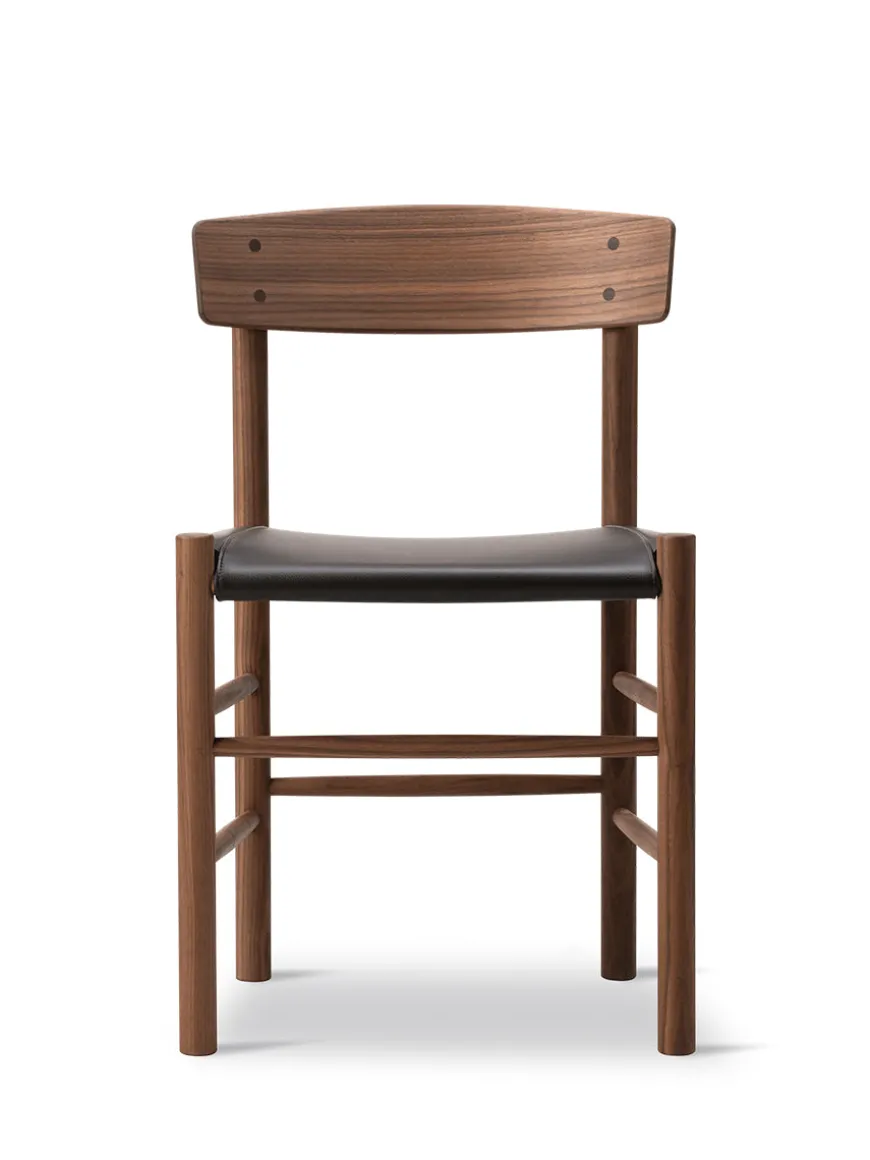 J39 Folkestolen Sædepolstret, Cognac Læder af Børge Mogensen