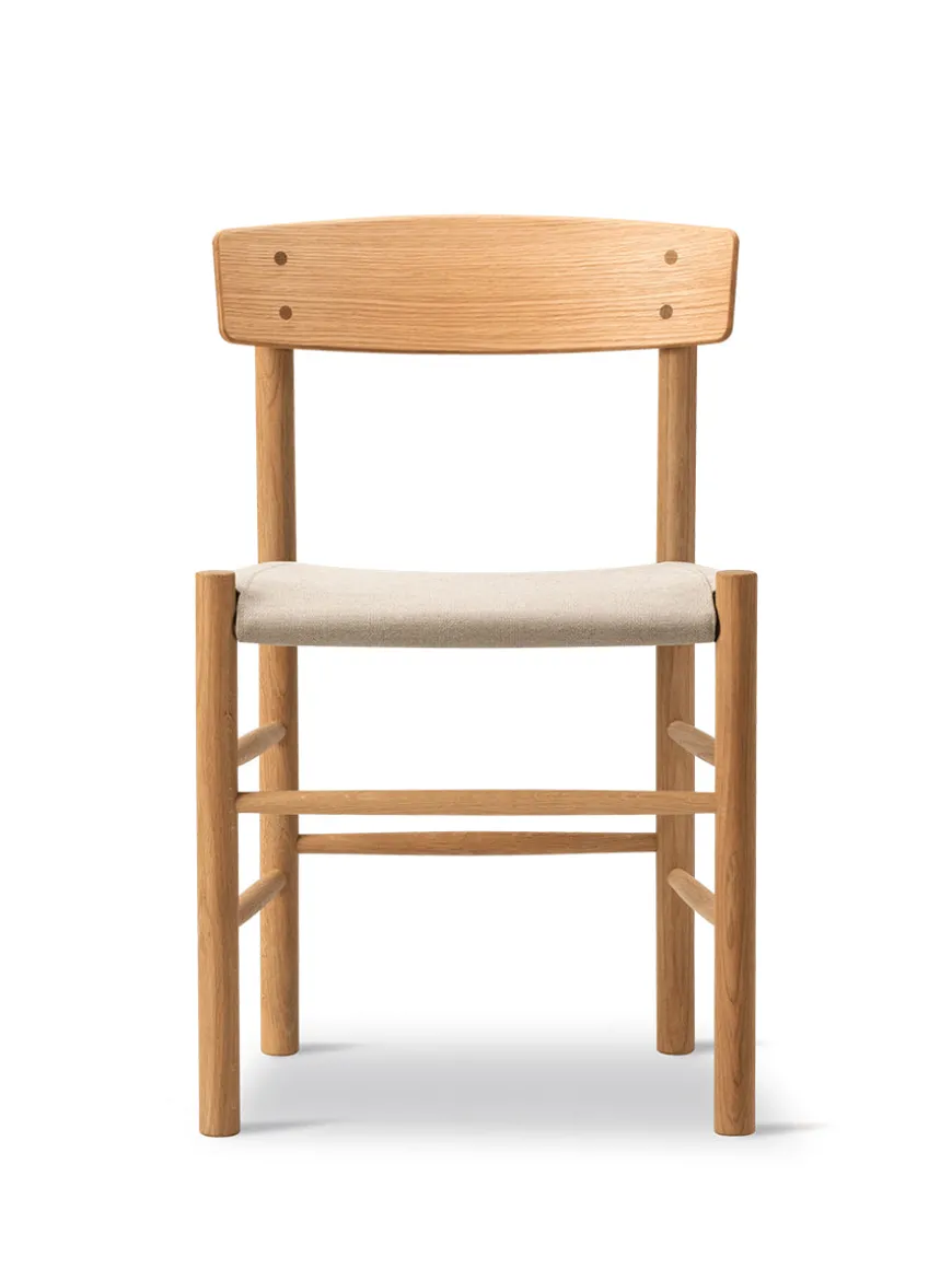 J39 Folkestolen Sædepolstret, Mørkebrun Læder af Børge Mogensen