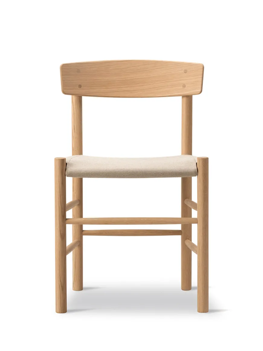 J39 Folkestolen Sædepolstret, Mørkebrun Læder af Børge Mogensen