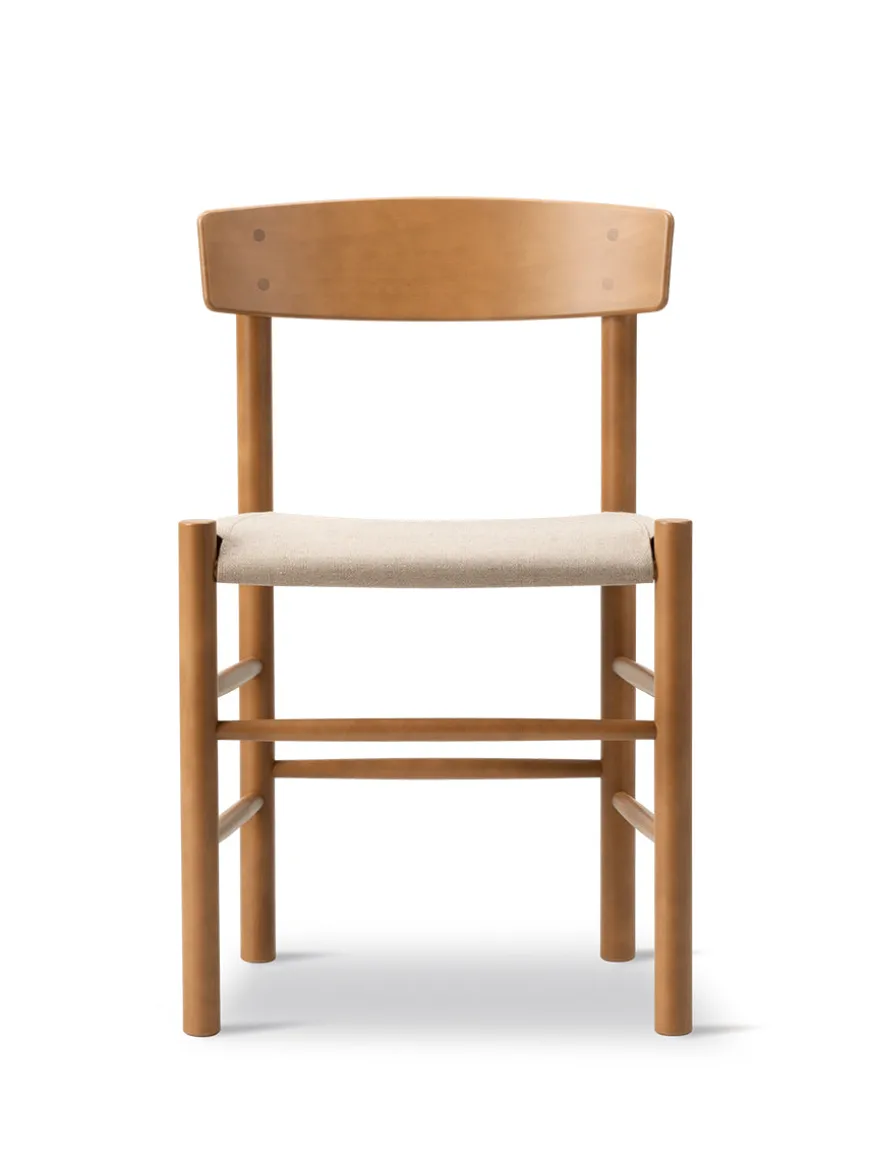 J39 Folkestolen Sædepolstret, Mørkebrun Læder af Børge Mogensen