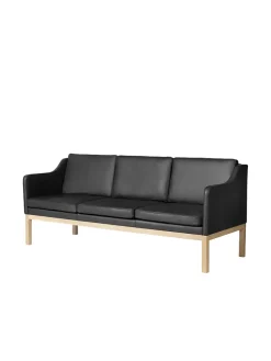 L43 MK46 Sofa, sort læder af Mogens Koch