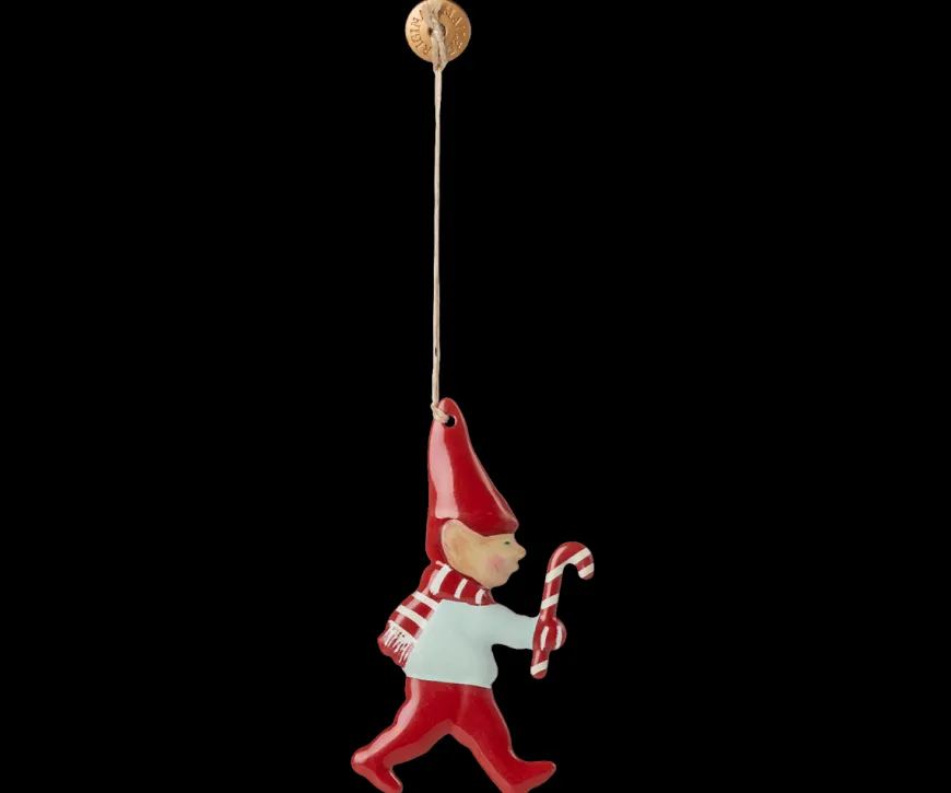 Metal ornament, Nisse med sukkerstok fra Maileg