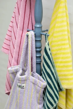 Naram towel - Camel & Ultramarine blue fra Bongusta