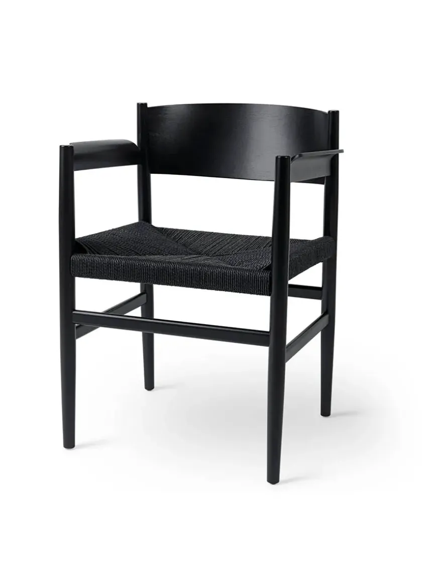 Nestor armstol, sort bøg med natur flet fra Mater