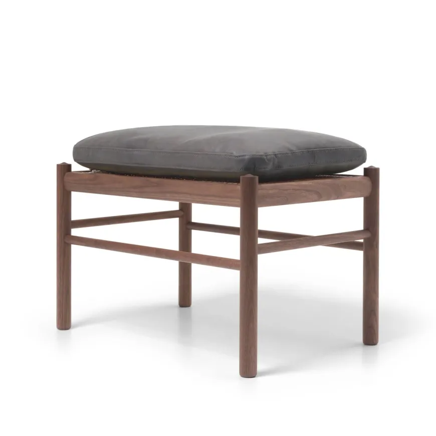 OW149F Fodskammel til Colonial lænestol, valnød olie, Terra-læder af Ole Wanscher