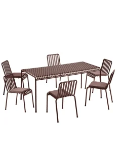 Palissade Sæt, 6 armstole og bord i anthracite fra HAY