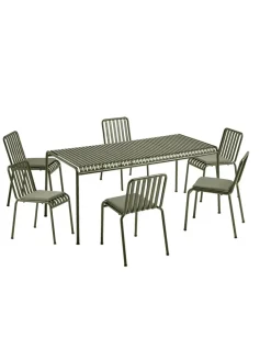 Palissade sæt, 6 armstole og bord i olive fra HAY