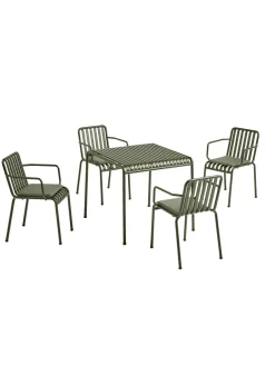 Palissade sæt, 4 armstole og bord i sky grey fra HAY